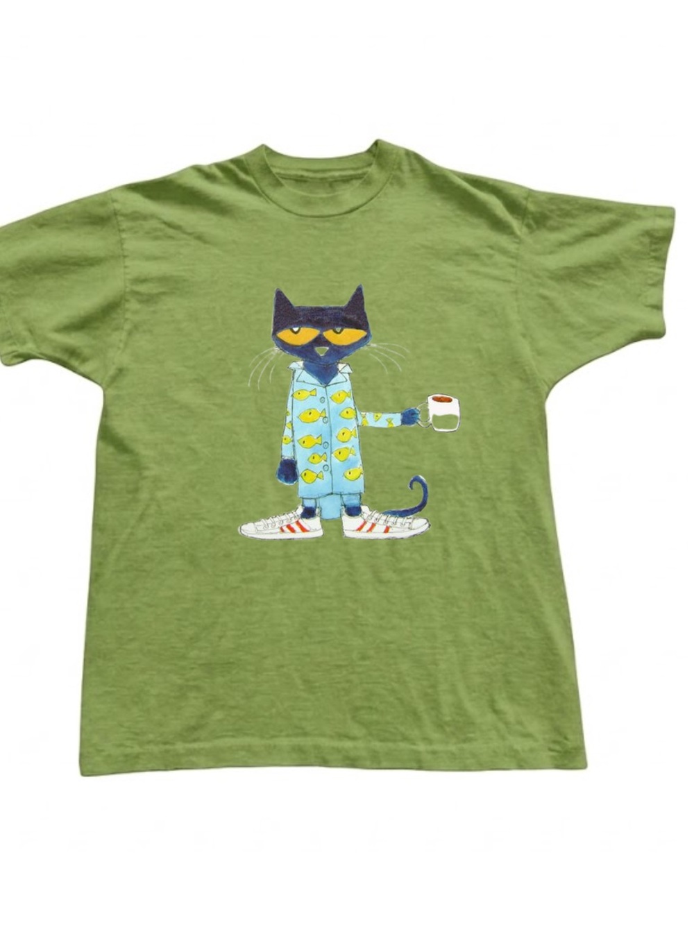 Gildan Cat Graphic Tee in Olive Green